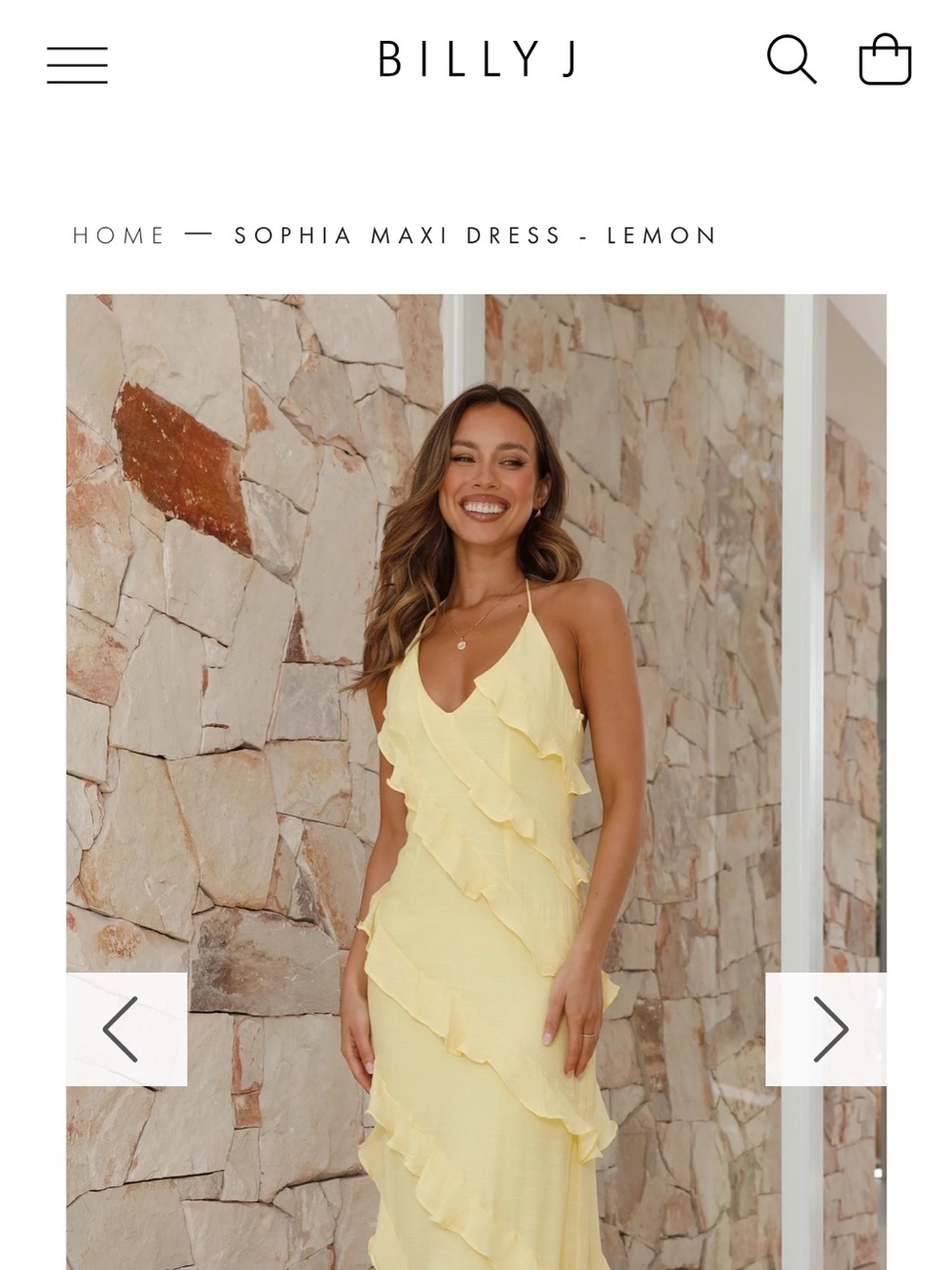 Pastel Yellow/Lemon Maxi Dress- Billy J - Picture 4 of 4